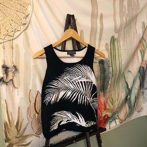 Black & White Van Heusen Palm Leaf Sleeveless Top